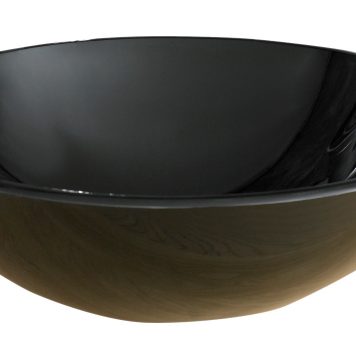 Freestanding Large Round Black Glass Bathroom Basin 420mm PADOVA