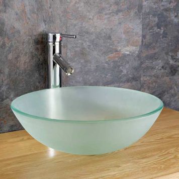 Frosted Glass Round Countertop Value Bathroom Basin 350mm Diameter Ferrara