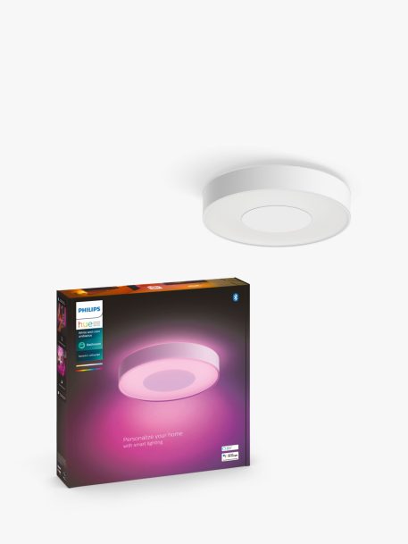 Philips Hue White and Colour Ambiance Xamento LED Smart Bathroom Ceiling Light, Large, White