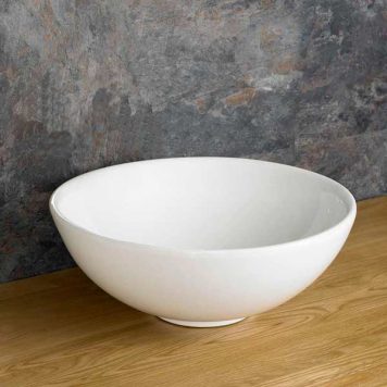 Large Round Freestanding Countertop Basin in White Ceramic 400mm Diameter Arezzo