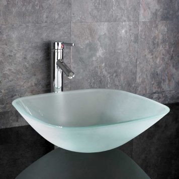 Bundle Offer Large Glass Square Frosted Countertop Bathroom Basin with Free Tap