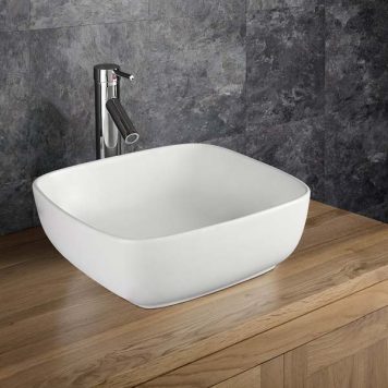 Bundle Offer Square Countertop Bathroom Basin with Free Tall Tap Ceramic 400mm Corta