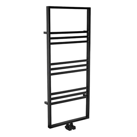 Bathstore Noir Heated Towel Rail Radiator with Ladder Style & 9 Horizontal Square Tubes in Black - 1200mm x 500mm