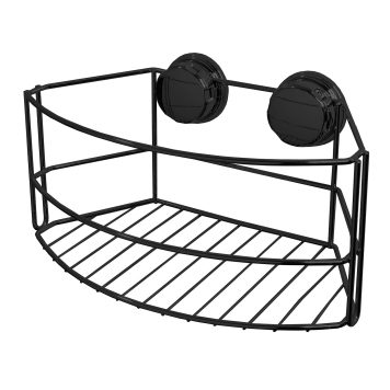 Deep Self Adhesive Shower Storage Basket - Black