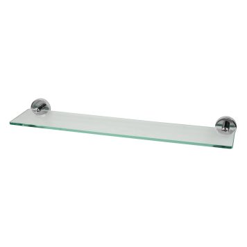 Glass Bathroom Shelf - Chrome Round Mounting Brackets