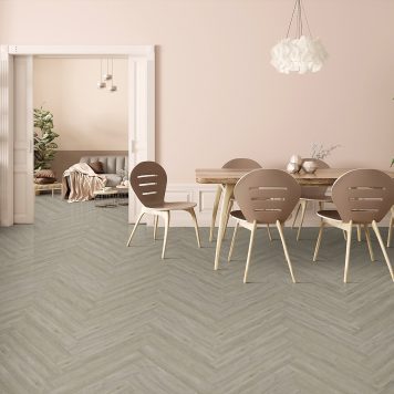 Kraus Herringbone Luxury Vinyl Floor Tile Sample - Owsten Grey