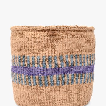 The Basket Room Huduma Woven Storage Basket, Natural/Lavender, Large