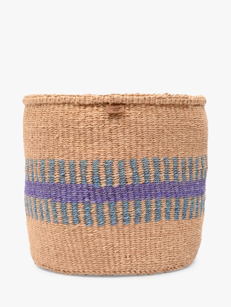 The Basket Room Huduma Woven Storage Basket, Natural/Lavender, Large
