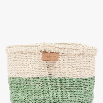 The Basket Room Wilaya Woven Storage Basket, Natural/Sapling Green, Extra Small