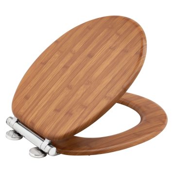Aqualona Wooden Soft Close Toilet Seat - Bamboo Effect