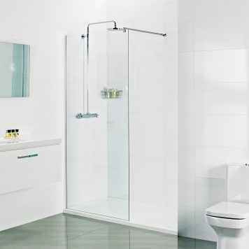 Bathstore Walk In Shower Panel, Clear Glass 2000 x 1000mm - Chrome (8mm Glass)