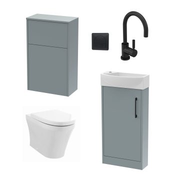 Bueno Bathroom Package with 440mm Right Hand Floorstanding Vanity Unit - Costal Grey/Black