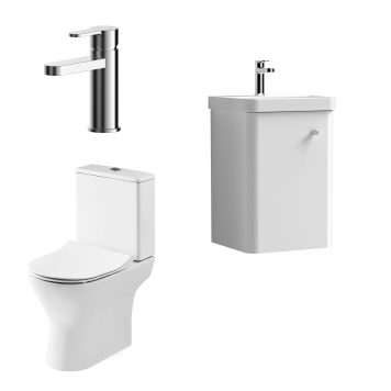 Centro Bathroom Package with 400mm Wall Hung Vanity Unit - Gloss White/Chrome