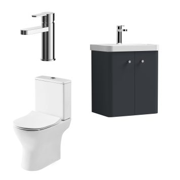 Centro Bathroom Package with 500mm Wall Hung Vanity Unit - Satin Anthracite/Chrome