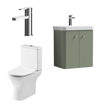 Centro Bathroom Package with 500mm Wall Hung Vanity Unit - Satin Green/Chrome