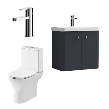 Centro Bathroom Package with 600mm Wall Hung Vanity Unit - Satin Anthracite/Chrome