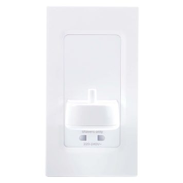 ProofVision In-Wall PV12 Electric Toothbrush Charger and Shaver Socket in White with White Faceplate