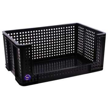 Really Useful Open Fronted Storage Crate - Black - 64L