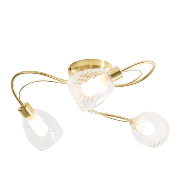 Cora 3 Light Tangle Flush Bathroom Ceiling Light - Satin Brass