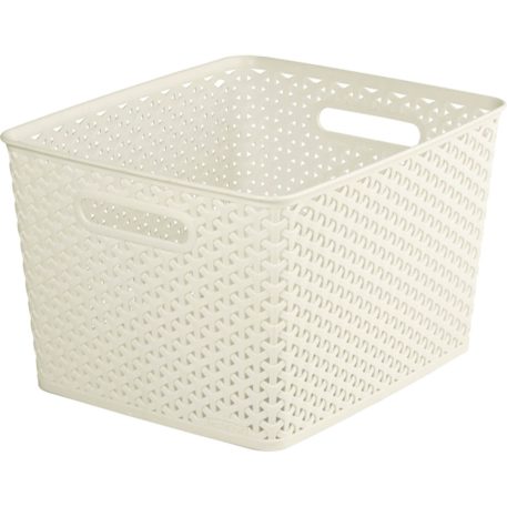 Curver My Style Large Rectangular Plastic Storage Basket - Vintage White - 18L