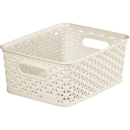 Curver My Style Medium Rectangular Plastic Storage Basket - Vintage White - 13L