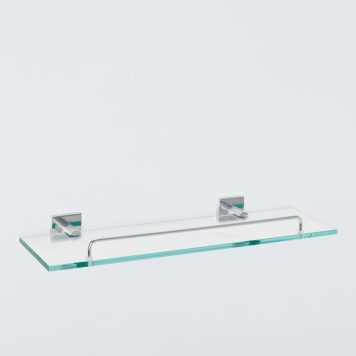 John Lewis Lux Glass Shelf with Rail, Silver