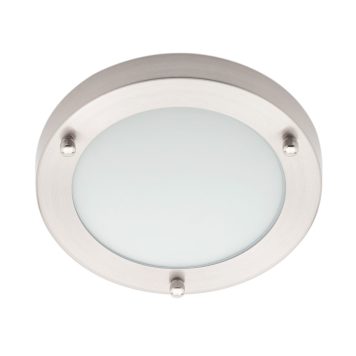 Mari 12 Watt Small LED Flush Bathroom Ceiling Light - Satin Nickel