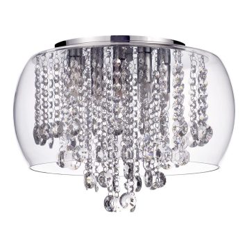 Spa Pro - Erris LED Small Encased Flush Bathroom Ceiling Light - Chrome & Glass