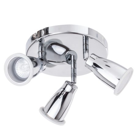 Taurus 3 Light Bathroom Ceiling Spotlight Plate - Chrome