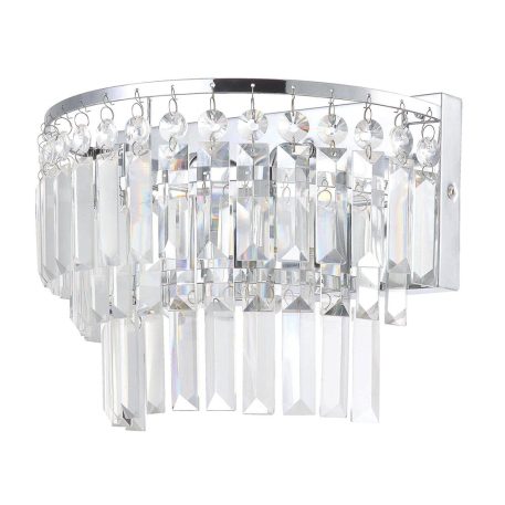 Vasca 2 Light Crystal Bar Bathroom Wall Light - Chrome