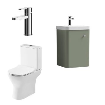 Centro Bathroom Package with 400mm Wall Hung Vanity Unit - Satin Green/Chrome