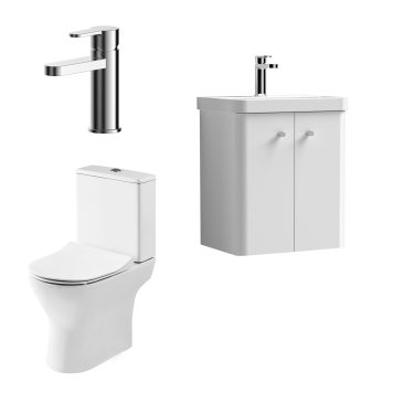 Centro Bathroom Package with 500mm Wall Hung Vanity Unit - Gloss White/Chrome