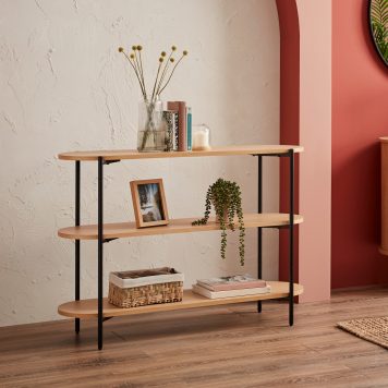 Hannes 3 Tier Shelf - Black & Oak Effect