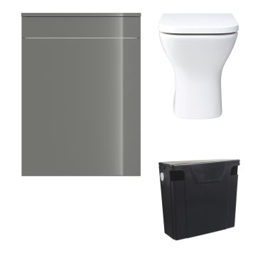 House Beautiful Bathroom Package with Grey WC Unit, Back to Wall Toilet & Fluidmaster 6L Concealed Cistern