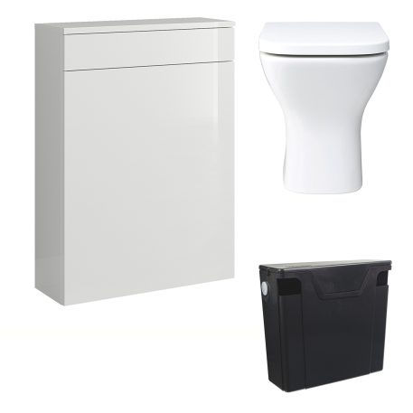 House Beautiful Bathroom Package with White WC Unit, Back to Wall Toilet & Fluidmaster 6L Concealed Cistern