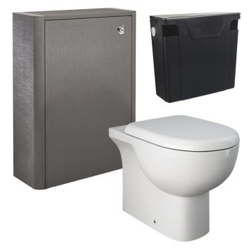 Linen Bathroom Package with Grey WC Unit, Newton Back to Wall Toilet & Fluidmaster 6L Concealed Cistern