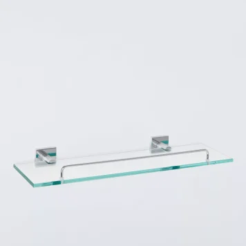 John Lewis Lux Glass Shelf with Rail, Silver