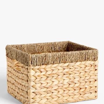 John Lewis Water Hyacinth Storage Basket with Contrast Trim