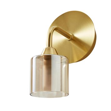 Sylvia 1 Light Bathroom Wall Light with Champagne Shades - Satin Brass