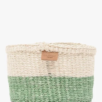 The Basket Room Wilaya Woven Storage Basket, Natural/Sapling Green, Extra Small