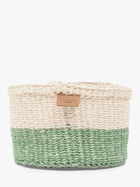 The Basket Room Wilaya Woven Storage Basket, Natural/Sapling Green, Extra Small