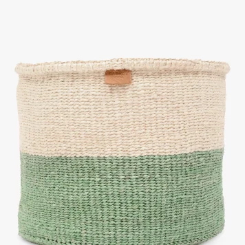 The Basket Room Wilaya Woven Storage Basket, Natural/Sapling Green, Medium