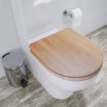 Croydex Levico Oak Effect Flexi Fix D Shape Toilet Seat