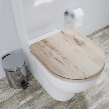 Croydex Verese Grey Oak Effect Flexi Fix D Shape Toilet Seat