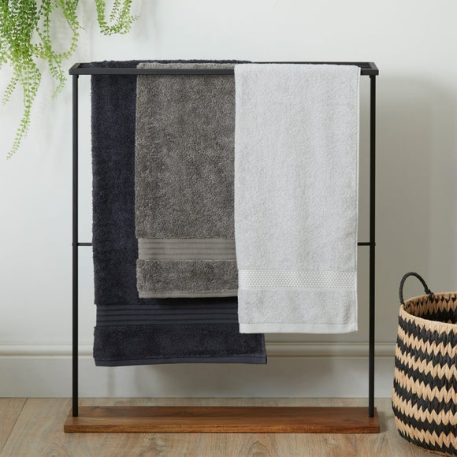 Fulton Wood Black Floor Towel Rail