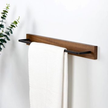 Fulton Wood Black Towel Rail