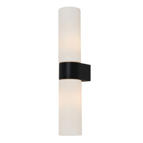 Tierra Bathroom Wall Light with Opal Glass - Black