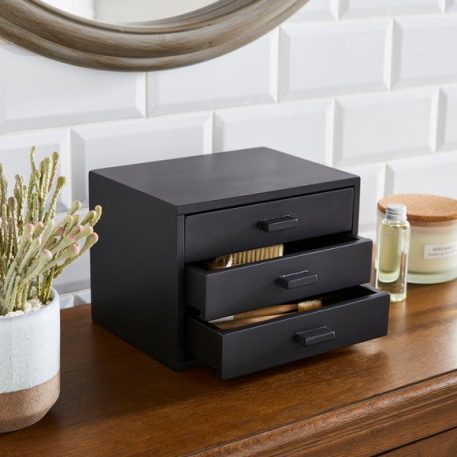 Black 3 Drawer Tabletop Storage