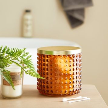 Bubble Glass Amber Small Storage Jar