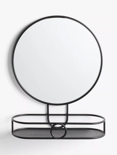 John Lewis ANYDAY Round Bathroom Mirror with Shelf